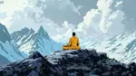 Meditating person in mountains for how to stop worrying about other people page on InnerPeaceNow.com