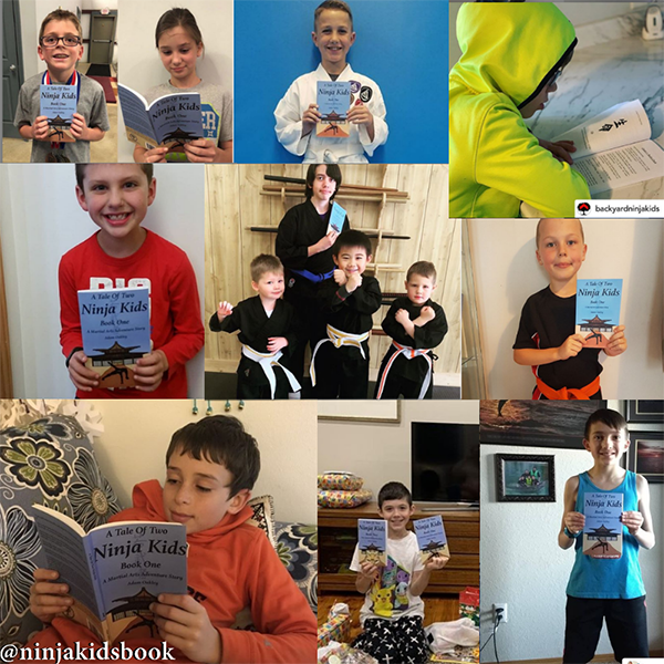Collage of happy readers of A Tale Of Two Ninja Kids books Collage of happy readers of A Tale Of Two Ninja Kids books