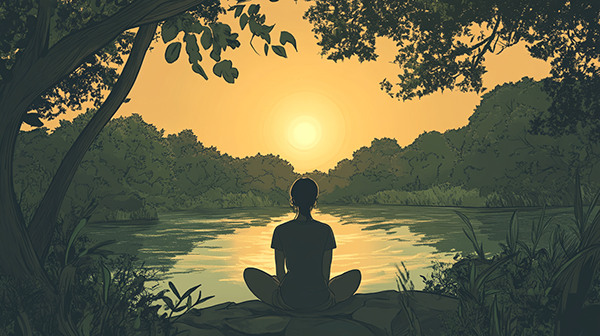 Picture of person meditating during sunset for "Emotional Wellness" page on InnerPeaceNow.com