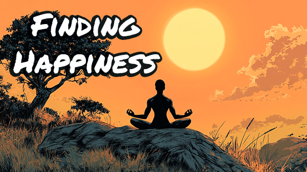 Person mediating before sun, image for Finding Happiness page on InnerPeaceNow.com