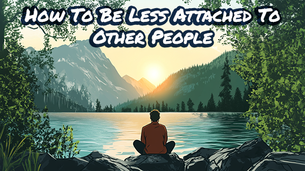 Man sitting in front of lake - artwork for "How To Be Less Attached To Other People" page